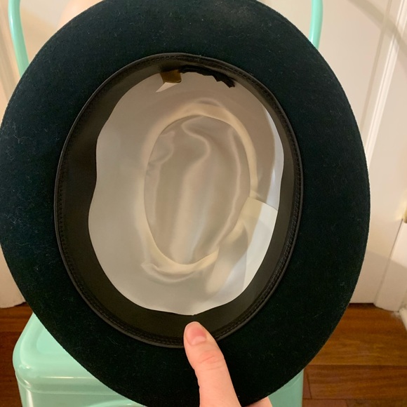 Vintage Hunter Green Felt Fedora with Feathers M - Picture 4 of 7